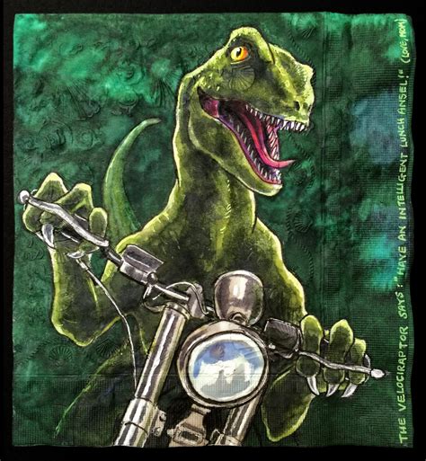 Daily Napkins Jurassic World Style Velociraptor On Motorcycle