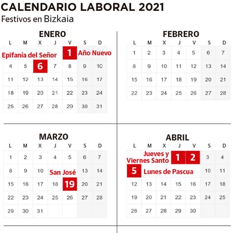 Calendario Laboral Bizkaia 2021 Bob Calendario Labora