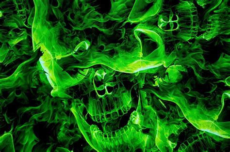 Green Fire Skull Wallpapers Wallpaper Cave