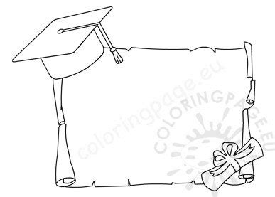 Diploma Certificate With Graduation Cap Coloring Page