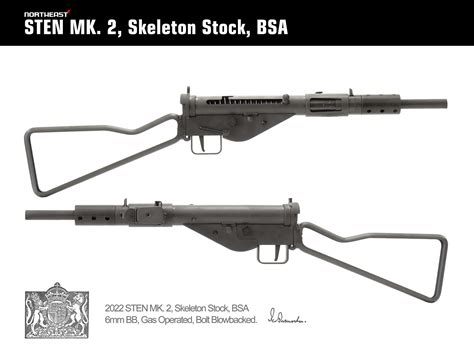 送料無料 Jpバージョン Northeast Sten Mk2 スケルトンストック マシンカービンgbb Bsa Marking