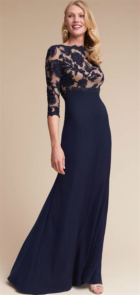 navy blue mother of the bride dress formal evening gown with sleeve … vestidos de señora