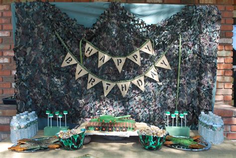 Call all your little soldiers together for a fun army party! Army party decorations - camo net really sets the backdrop ...