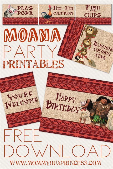 moana inspired free printables available for download plus party ideas food menu list cheap
