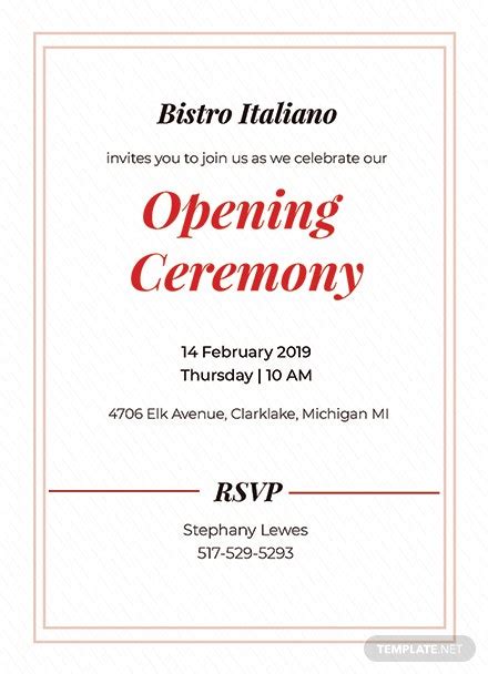 Opening Ceremony Invitation Card Template: Download 344+ Invitations in