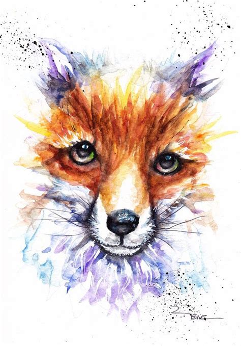 Fox Watercolour Art Fox Watercolour Print Fox Watercolor Etsy Fox