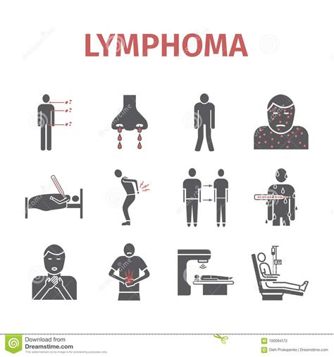 Symptoms Of Lymphoma Lymphatic Cancer Symptoms Vector Signs Stock