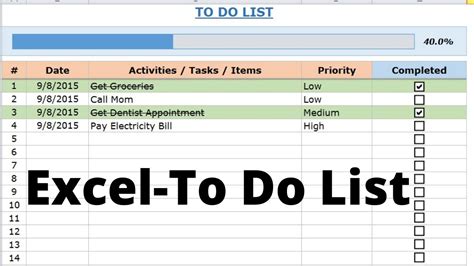 Create A Todo List In Excel Gaiharmony