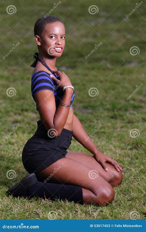 woman posing on her knees stock image image of nature 53017453