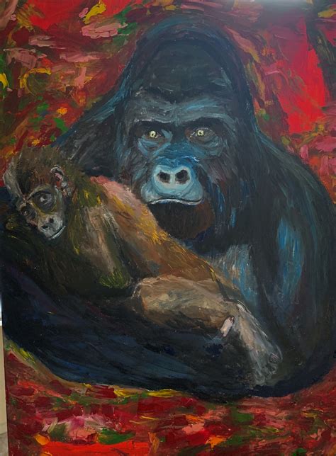 Gorilla Painting Original Oil Painting On Canvas 80x60 Etsy Uk