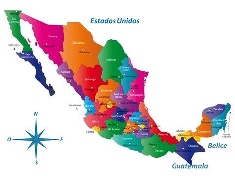 México Estados Mapa Mexico Con Nombres Republica Mexicana Con