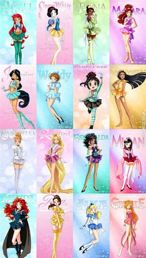 Sailor Moon And Disney Princess Mash Up Princesas Disney Tatuadas Cosas De Disney Nuevas