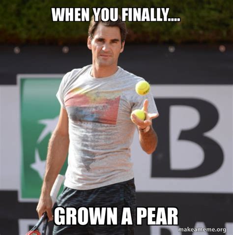 When You Finally Grown A Pear Roger Federer Meme Generator