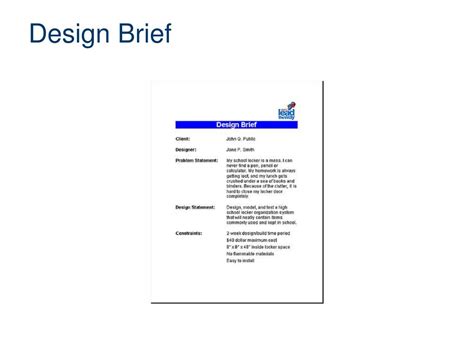Ppt Introduction To Design Briefs Powerpoint Presentation Free