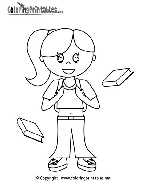 School Girl Coloring Page A Free Girls Coloring Printable