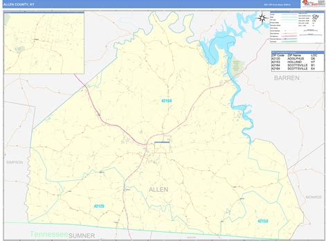 Allen County Ky Zip Code Wall Map Basic Style By Marketmaps Mapsales