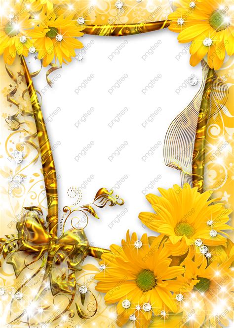 Transparent Sunflower Gold Frame Png Format Image With