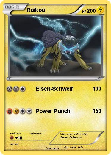 The roars of this pokémon send shock waves shuddering through the air and shake the ground as if lightning bolts had come crashing down. Pokémon Raikou 1734 1734 - Eisen-Schweif - My Pokemon Card