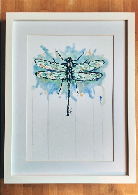 Dragonfly Pen Ink And Watercolour Painting Ink Watercolor