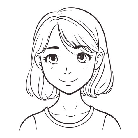 Face Drawing Of A Girl Outline Sketch Vector Wing Drawing Girl