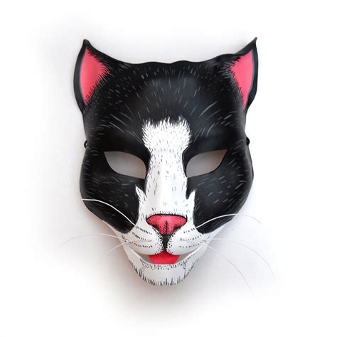 Cat Leather Mask Black And White Kitty Animal Pet For