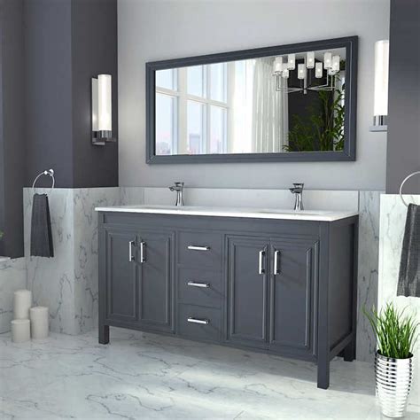 A 2 sink allows two people to brush their. 60 inch Double Bathroom Vanity, 3 color options, Solid ...