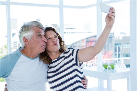 Mature Couple Taking Selfie Stock Image Image Of Lifestyle Looking