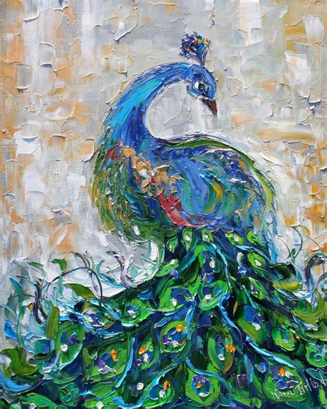 Tarlton Original Oil Painting Peacock Bird By Karensfineart