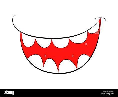 Cartoon Smile Mouth Lips With Teeth Vector Illustration Isolated On