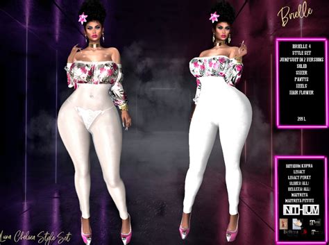 Second Life Marketplace Brielle Style Set 4 Jumpsuit With Tropical Print In 2 Vrs Solid