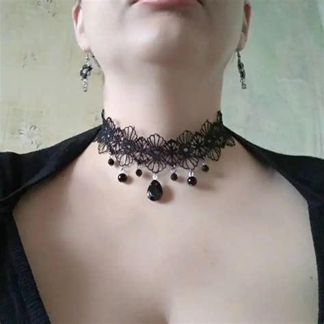 Retro Sexy Black Lace Choker Necklace Women Lace Flower Beads Fashion