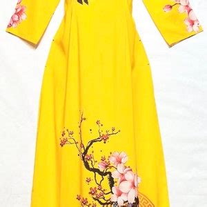 Ao Dai Lua Thai Tuan M M R V Ng Xanh Hoa D I O Cm C Tr N Etsy