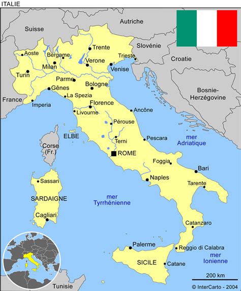Carte géographique et touristique de l Italie Rome Géographie de l Italie