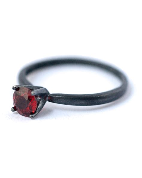 Garnet Ring Oxidized Silver Ring Lovegem Studio Handmade Jewelry