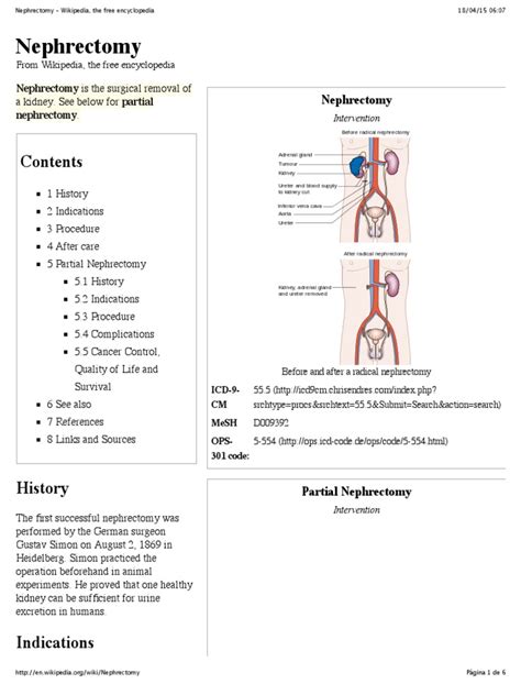 Wikipedia Nephrectomy Checked Surgery Surgical Specialties