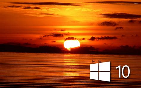 Windows 10 Over The Sunset Simple White Logo Wallpaper Computer