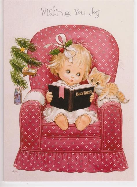 Ruth Morehead Christmas Greeting Card 2006 Little Girl Reading Bible