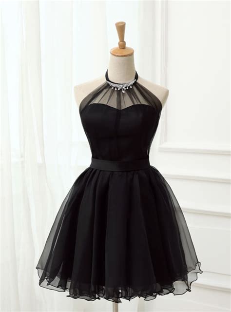 cute little black short homecoming dresses halter short prom dresses
