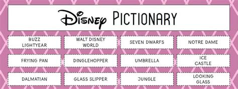 Free Printable Disney Themed Pictionary Game For Kids