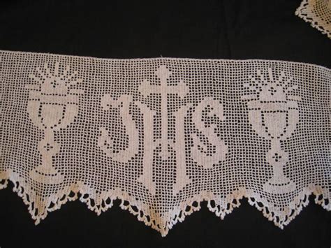 Raro C1920 Mary Tarjeta Muy Decorado Filete Crochet alb/altar Paño trim