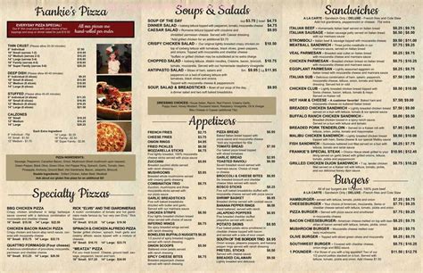 Online Menu Of Frankies Touch Of Italy Pizzeria Restaurant Monee