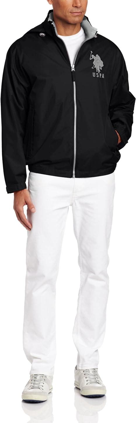 u s polo assn men s solid windbreaker with hood black small at amazon men s clothing store