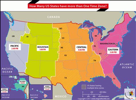How Many Us States Have More Than One Time Zone Time Zone Map Time
