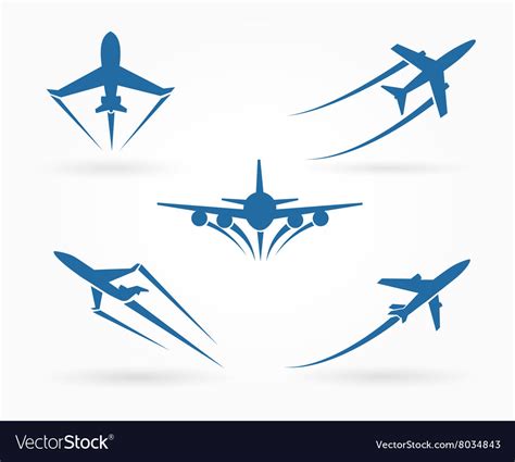 Flying Up Airplane Icons Royalty Free Vector Image