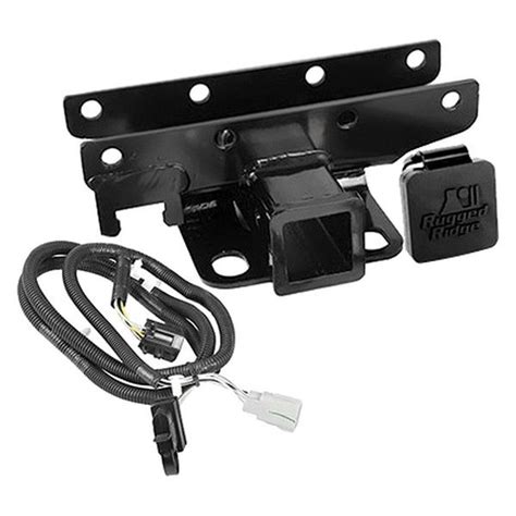 Utilizes oem connectors for enhanced fit and weatherproofing. Rugged Ridge® 11580.60 - Class 1 Trailer Hitch Kit with Wiring Harness and Rugged Ridge Hitch Plug