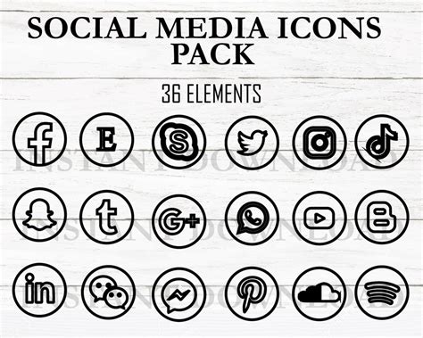 Social Icons Svg Social Media Logos Social Network Icons Etsy