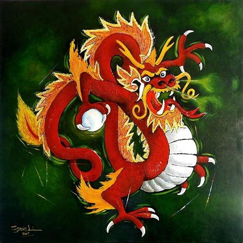 Red Dragon Painting By Eddie Lim