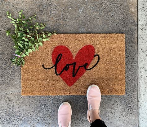 Love Heart Valentines Doormat Nickel Designs Custom Doormats