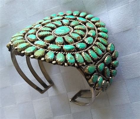 Lmb Begay Navajo Bracelet Cuff Turquoise Sterling Silver Petit Point