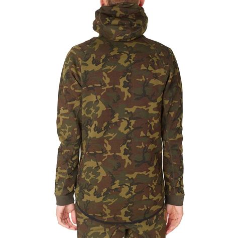 Nike Tech Fleece Camo Mens Full Zip Hoodie Green Camouflage 678950 355